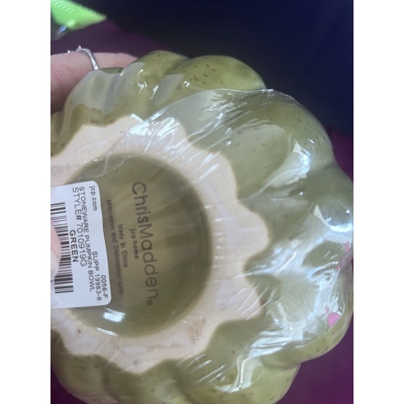 NEW Stoneware Green Pumpkin Bowl By Chris Madden (2361) - Picture 3 of 5